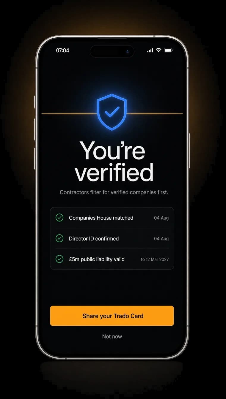 Verification status screen